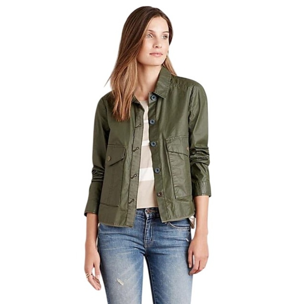 Hei Hei Women's Olive Green Cotton Button Down Utility Gorp Core Jacket Medium